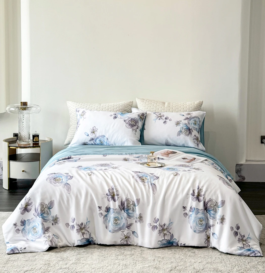 枕头套一对印花机洗小清新丝滑轻奢