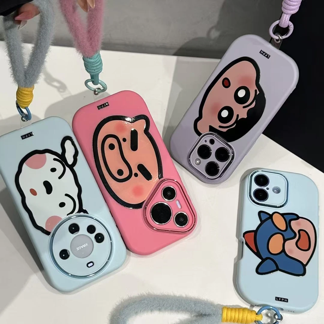 GGBond卡通小新合集挂绳适用苹果16胖子手机壳华为vivo小米17oppo