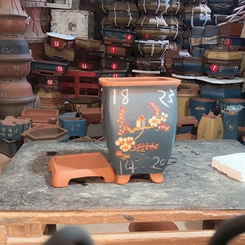 紫砂花盆高四方盆一个