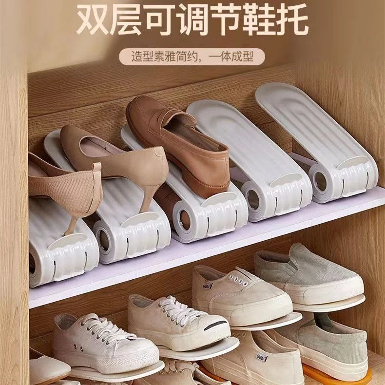 可调节收纳鞋架双层鞋托宿舍鞋柜柜子分层整理拖鞋鞋子置物架