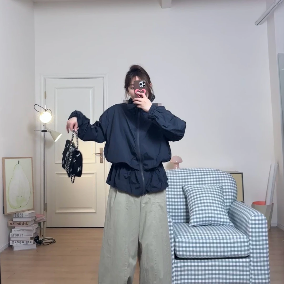 晶咕晶咕【防晒冲锋衣】休闲百搭宽松韩版立领收腰防晒外套