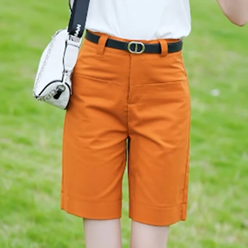 拉夏贝尔时尚休闲短裤女夏季薄款2025新款高腰显瘦a字阔腿五分裤