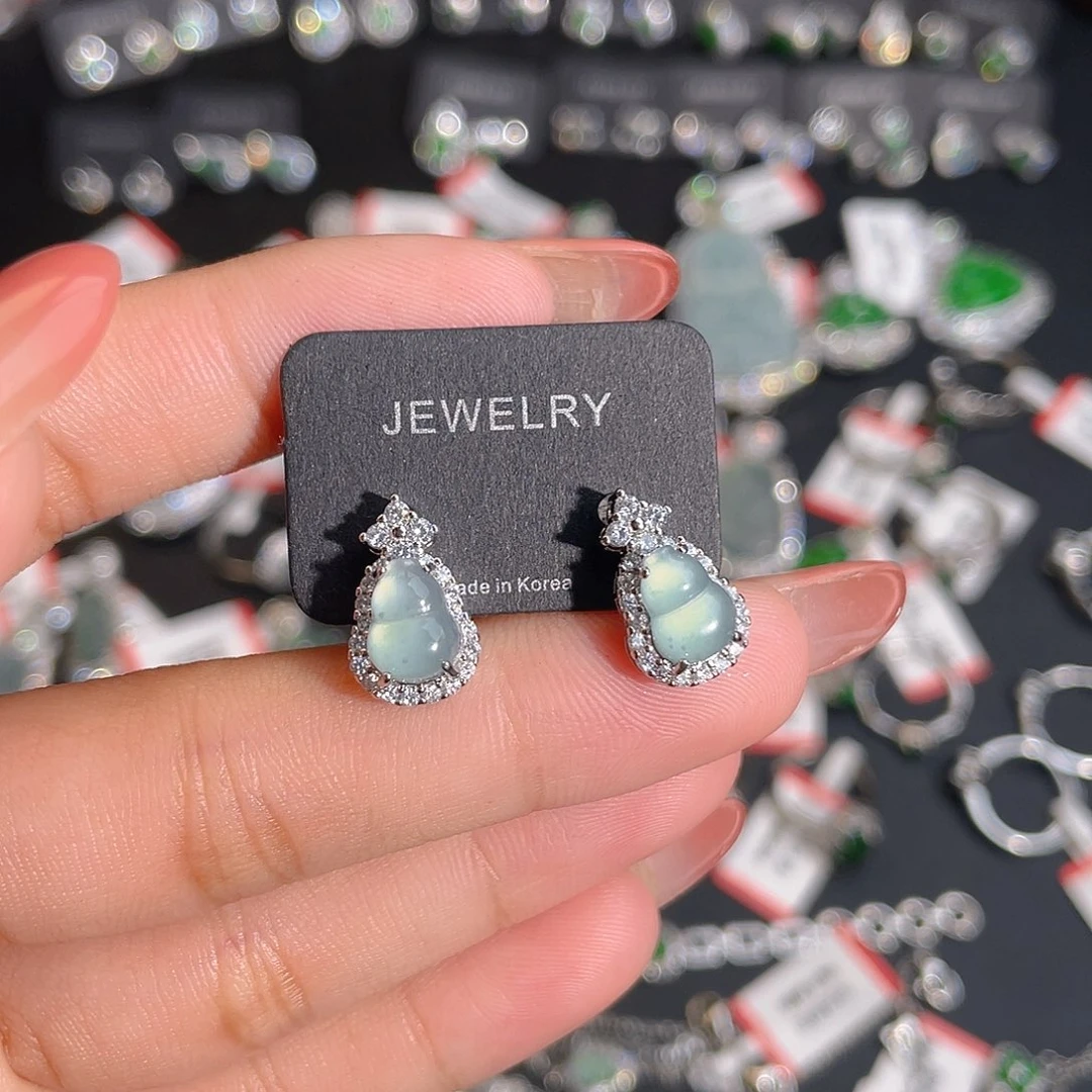 翡翠未镶嵌耳饰耳钉