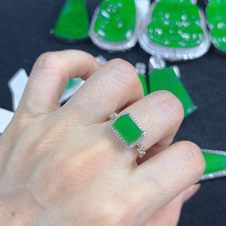 翡翠银S925镶嵌吊坠(不含链)