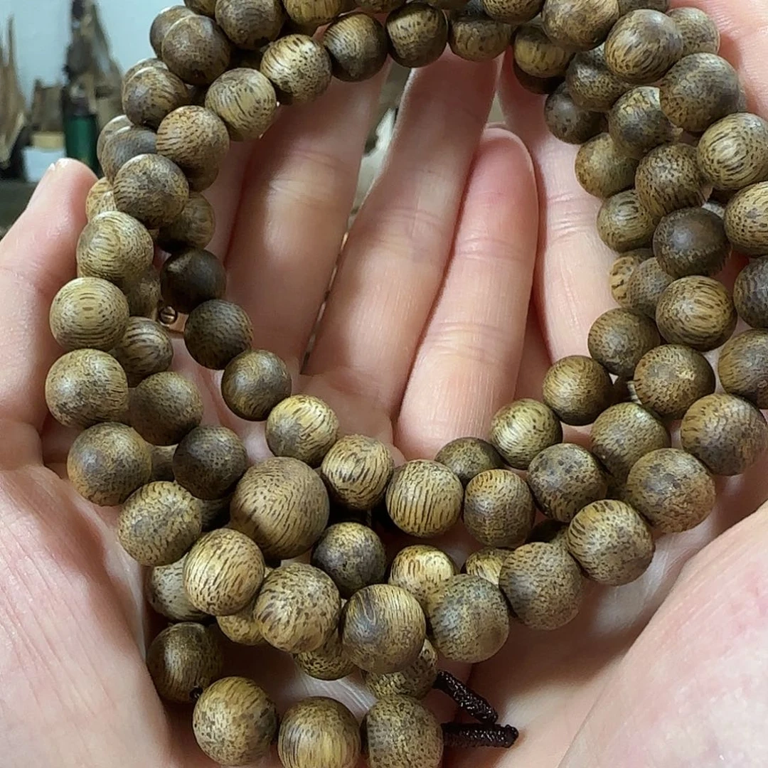 手串沉香绿奇楠沉香圆珠多圈108颗珠子26克手串
