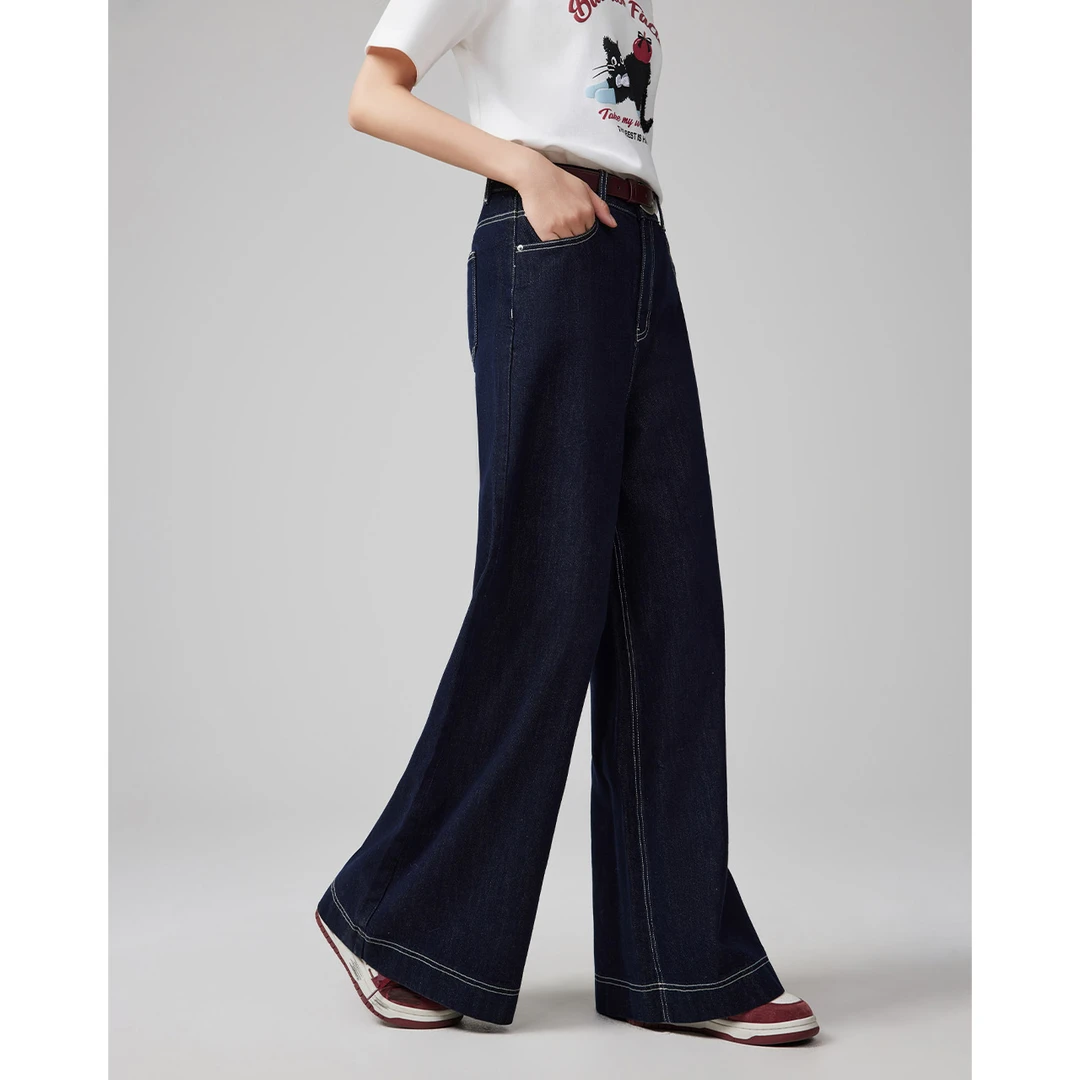 【春季新品】IEF/爱依服长裤2025春季新款宽松牛仔阔腿裤欧若风