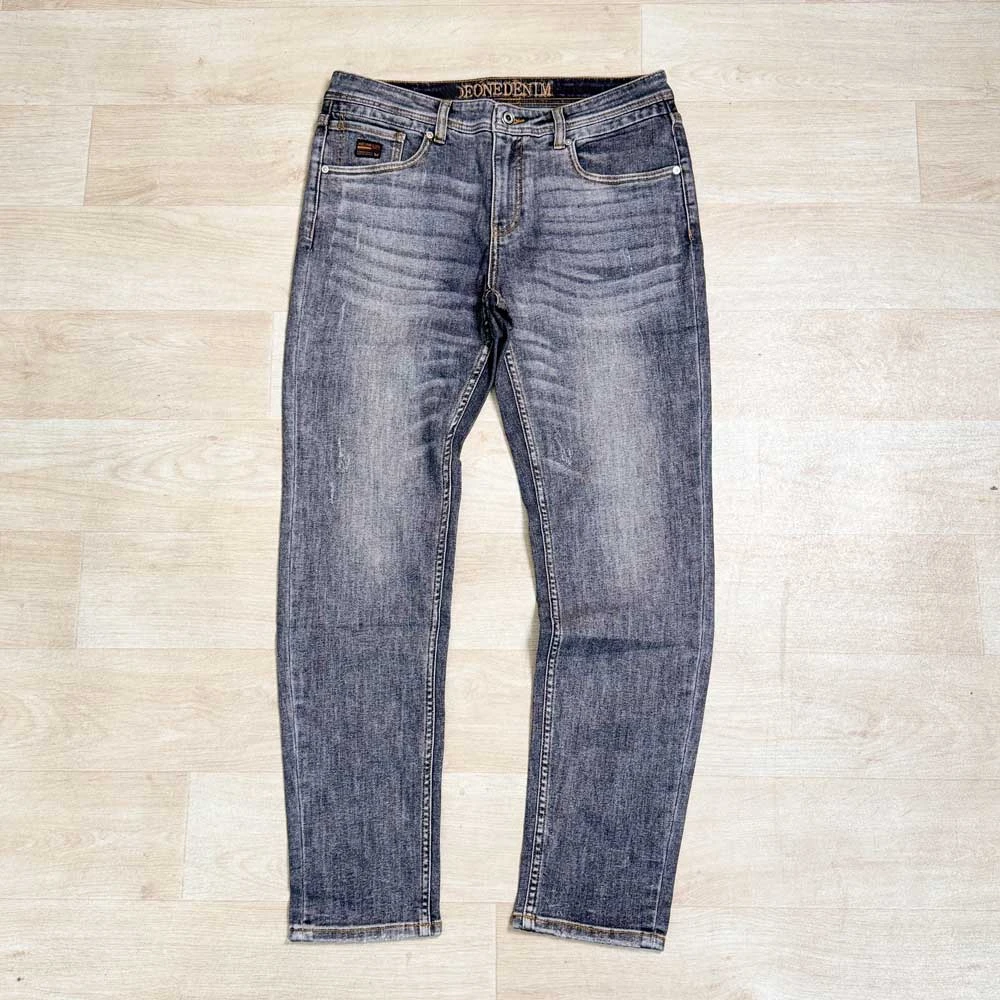 国内一线撤柜剪标春季男高弹水洗做旧牛仔裤直筒合体柔软舒弹长裤