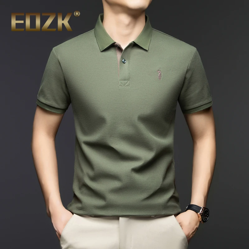 Eozk夏季纯棉polo衫男装翻领短袖t恤潮流韩版纯色宽松半袖体恤衫