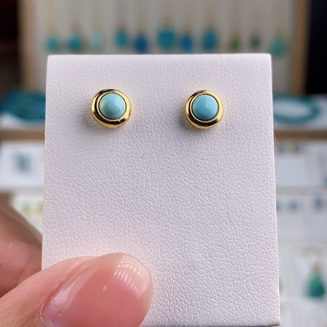 银S925镶嵌绿松石耳饰
