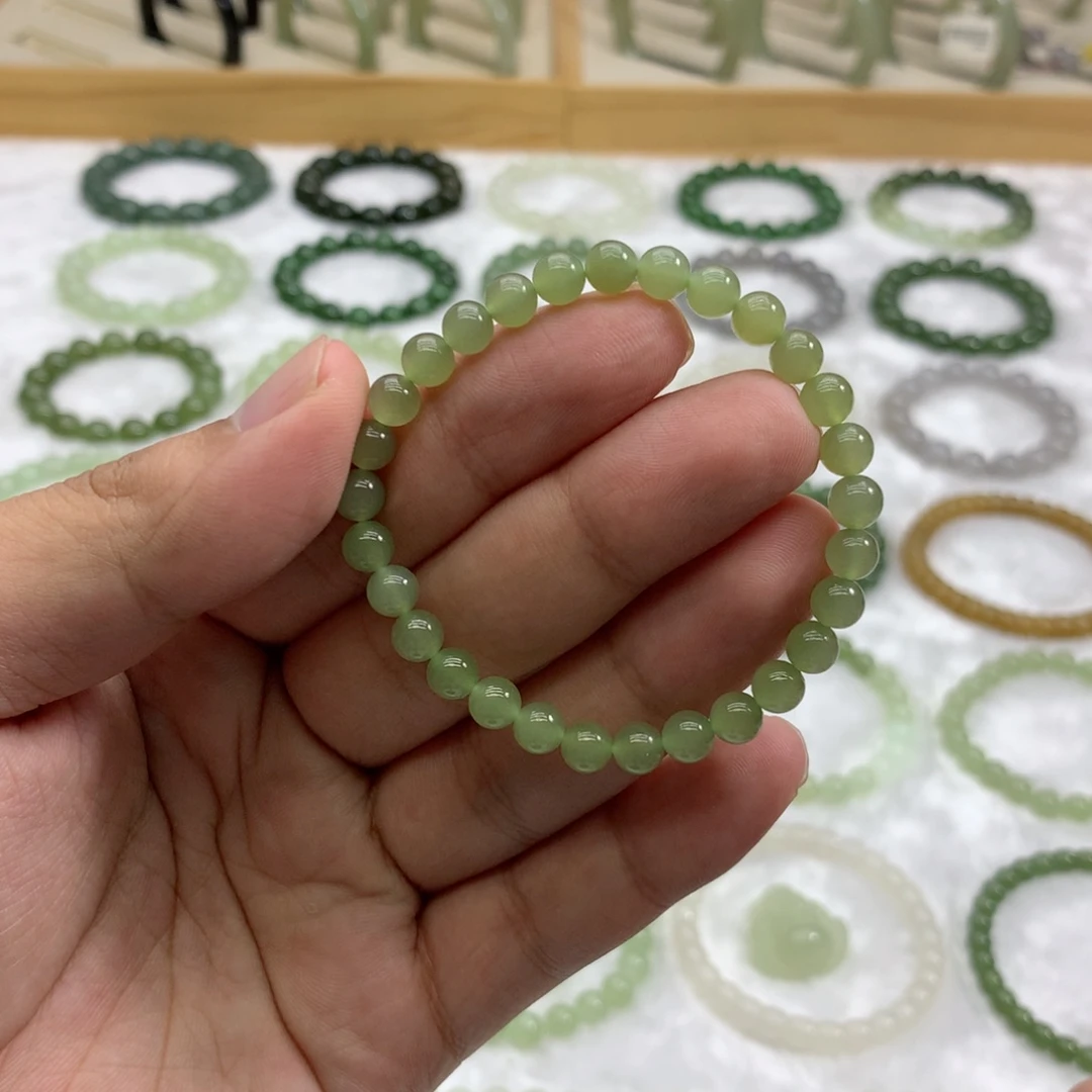 未镶嵌手串和田玉（冰晴绿5.8）