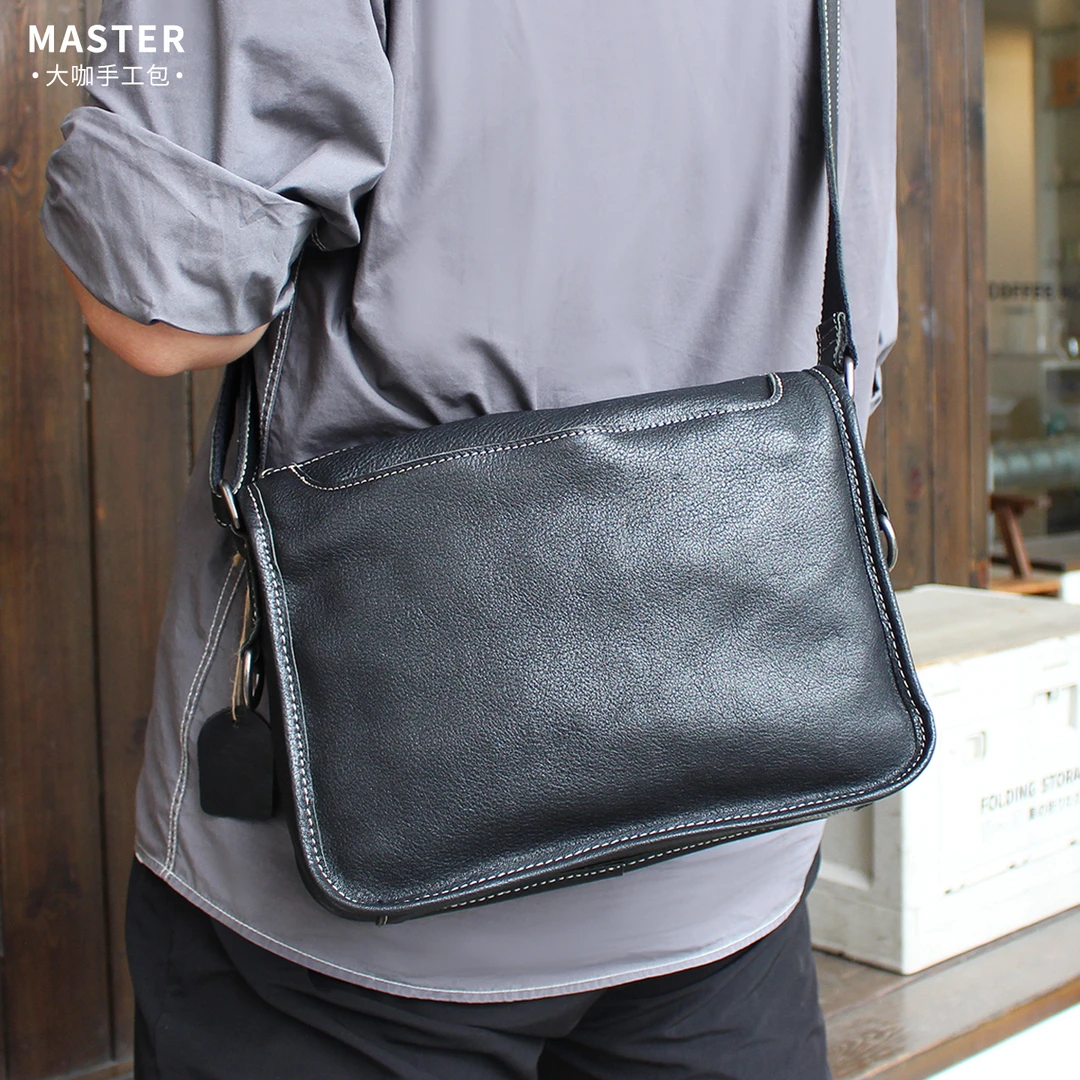疯马牛皮真皮男女包斜挎单肩包邮差包头层牛皮手工百搭休闲小方包