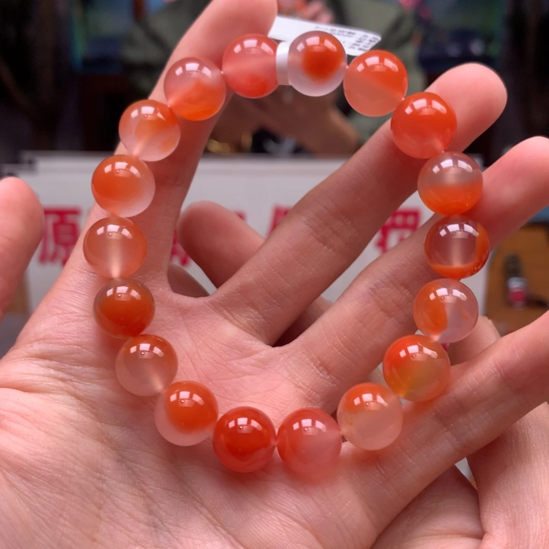 南红玛瑙手串未镶嵌干掌锦鲤色冰飘11mm+
