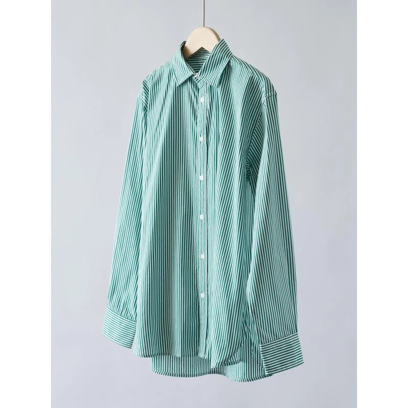 25年春夏新款 刺绣小标条纹衬衫纯棉长袖简约休闲宽松衬衫上衣