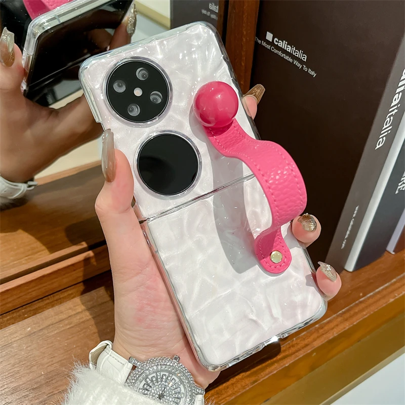 适用于华为pocket2手机壳水波纹pocketS折叠屏purax手带女保护套