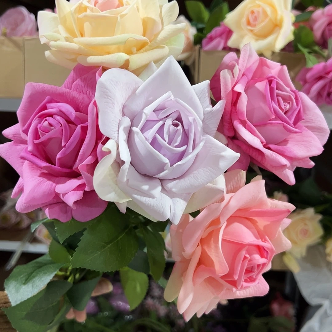 5枝混色手感水晶玫瑰