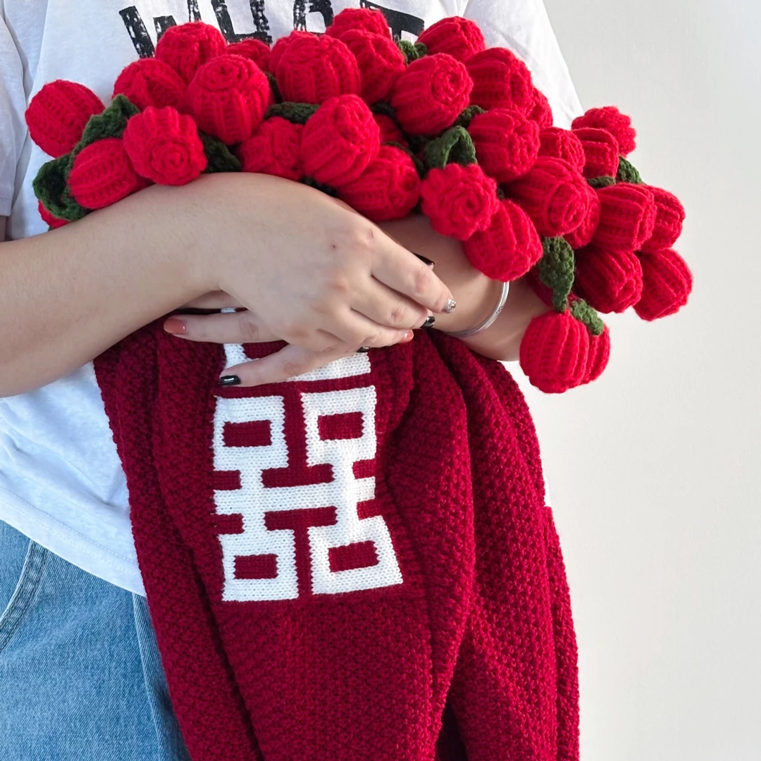 玫瑰花束毯子成品百喜毯新婚结婚订婚高级礼物实用送新人新娘闺蜜