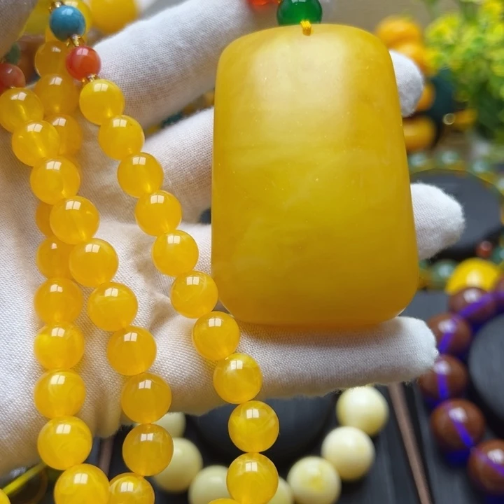 琥珀未镶嵌颈饰吊坠链子