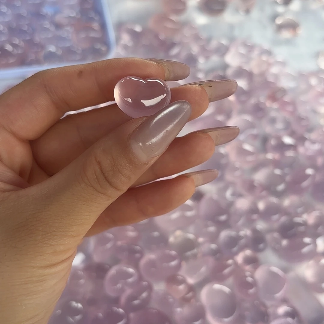 李***柒水晶珠宝半成品未镶嵌天然粉水爱心上下孔，打孔不退换