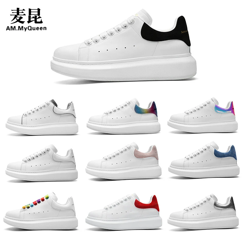 时尚麦昆增高男女板鞋情侣款休闲鞋舒适白色运动鞋经典
