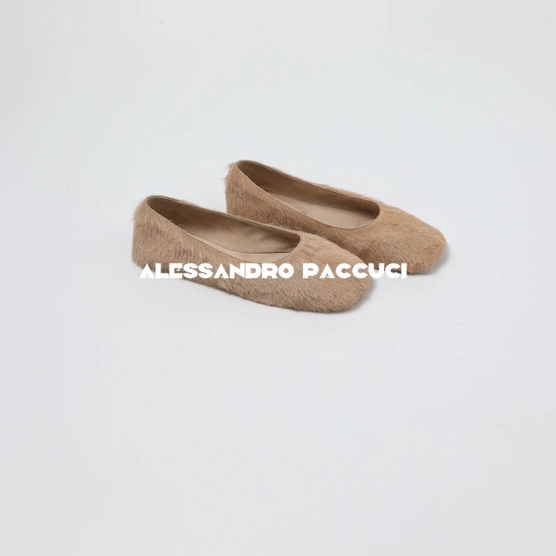 AP洛哥53096XD【云朵毛毛鞋】山羊毛纯色方头平底时尚气质百搭单鞋