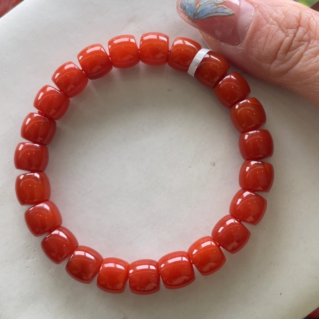 南红玛瑙未镶嵌保山南红满肉直切单圈9+mm