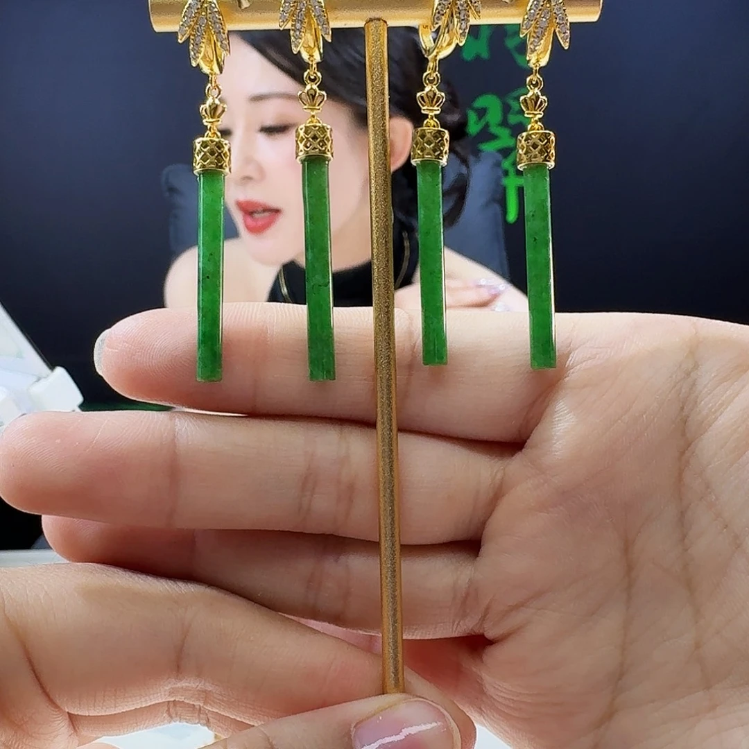 翡翠银S925镶嵌耳饰多样性发货发其一发一对925镶嵌