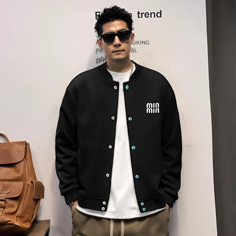 【大鹏专属】新品首发欧美风黑色简约百搭休闲棒球服夹克外套JK2022