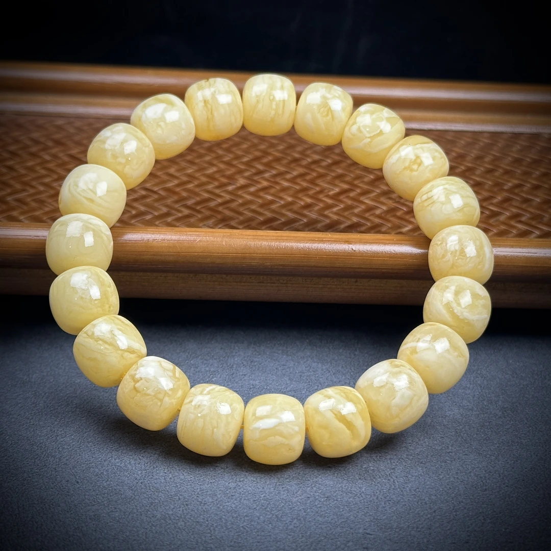 G2003天然原矿蜜蜡 满蜡手串 12.5*11mm支持复检G01