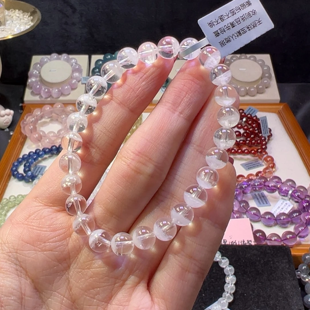 水晶手串未镶嵌Q**娜7m殿堂级彩虹白幽灵