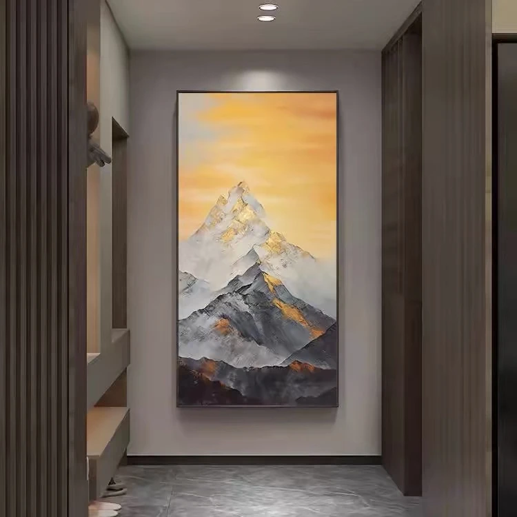 【现代风-金山】玄关走廊背景墙挂画砂岩肌理画80*160