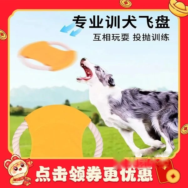 【智力开发盘】磨牙绳结玩具软飞盘（蓝色）12.5cm直径飞盘狗专用训犬软飞碟狗玩具耐咬