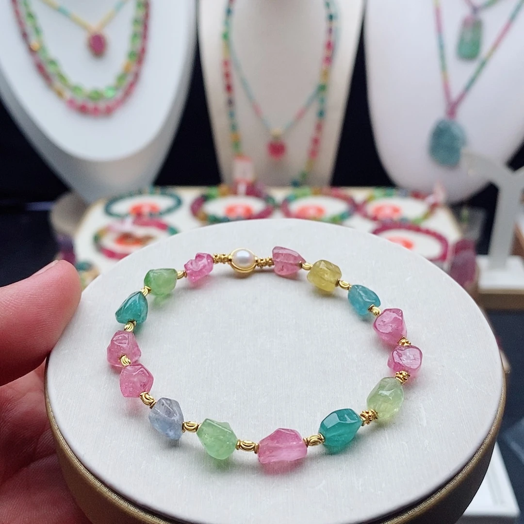 碧玺手链18K金镶嵌碧玺手链