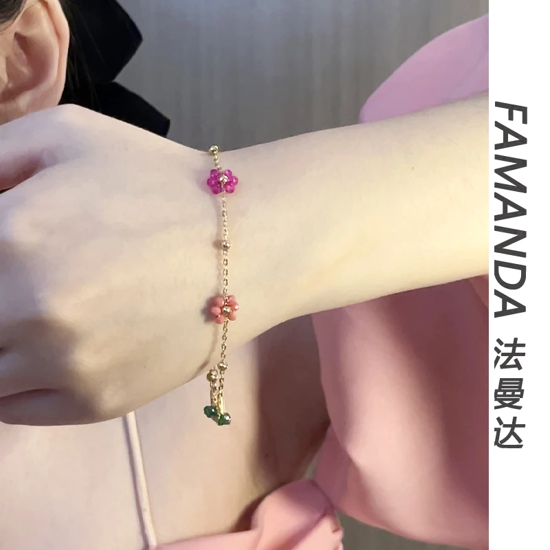 钛钢仿水晶手链 【清新手链】花朵仙气春夏百搭精致手链