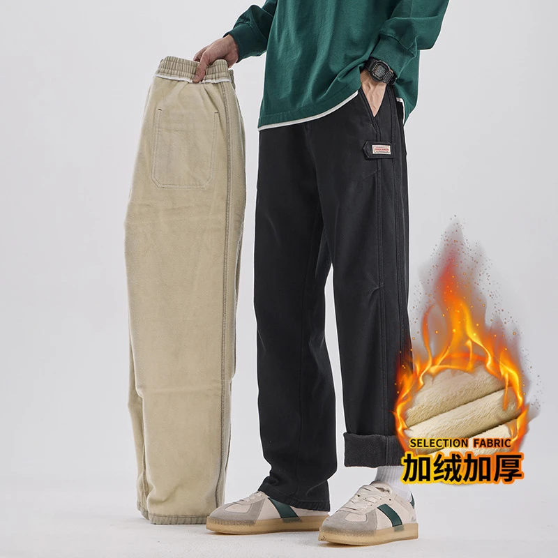 休闲裤秋冬新款加绒加厚宽松直筒裤工装裤潮流百搭运动裤