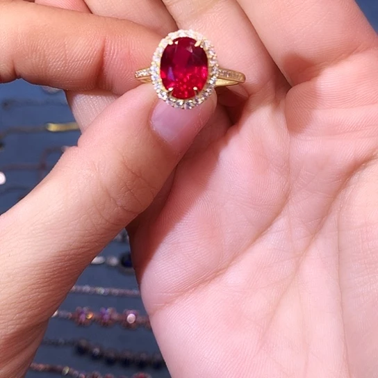 红宝石戒指银S925镶嵌