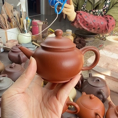紫砂茶壶宜兴紫砂小煤窑朱泥120c c