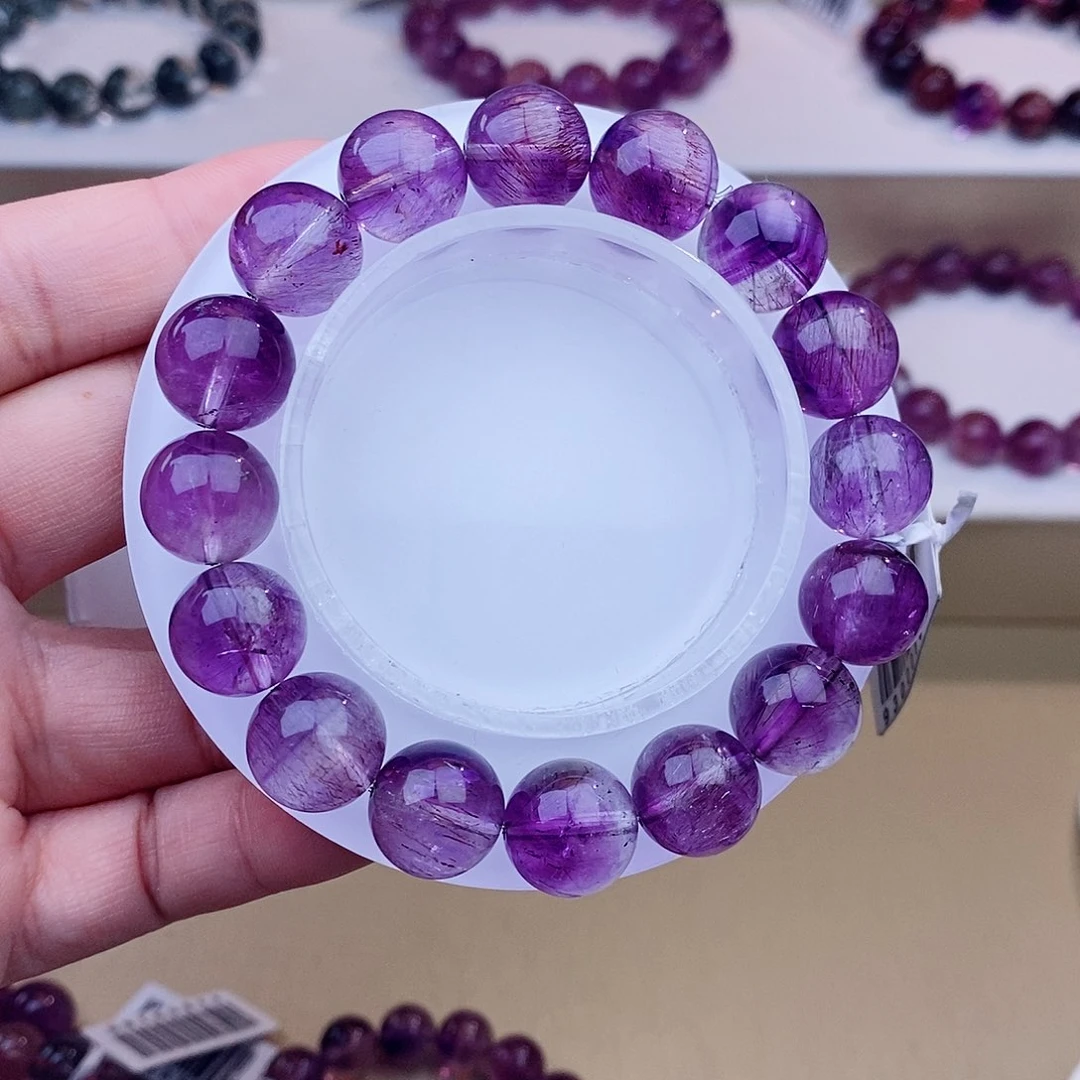 未镶嵌手链水晶紫超七12+m