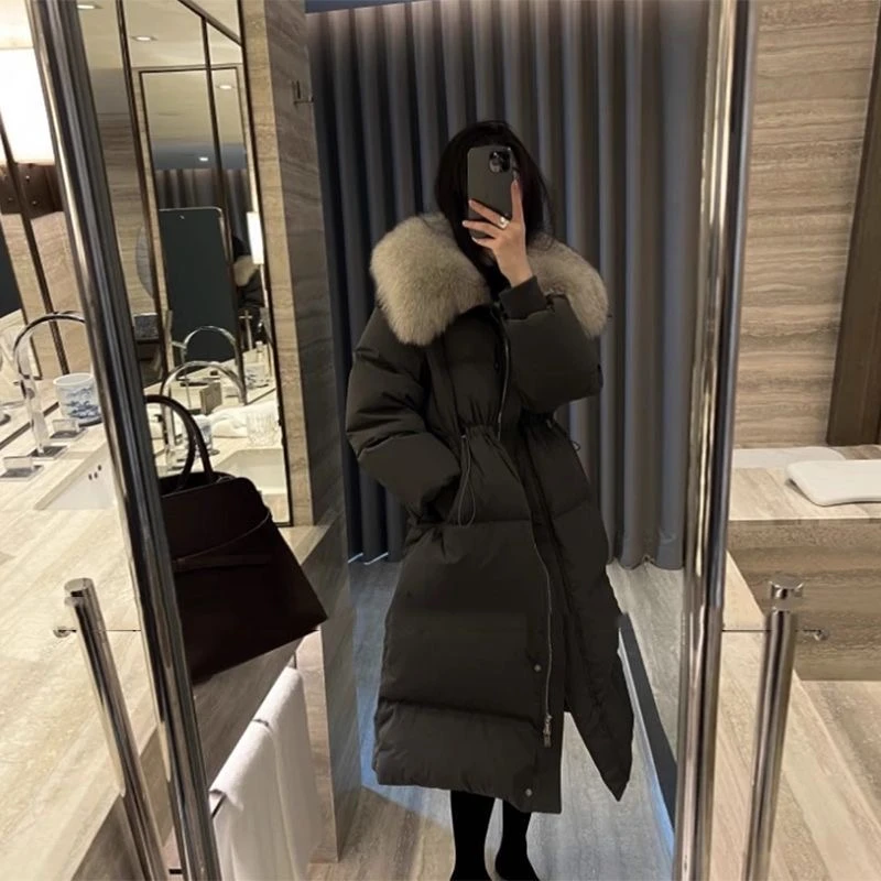 冬天不怕高质量大 狐狸毛羽绒服女中长款收款显瘦加厚外套女