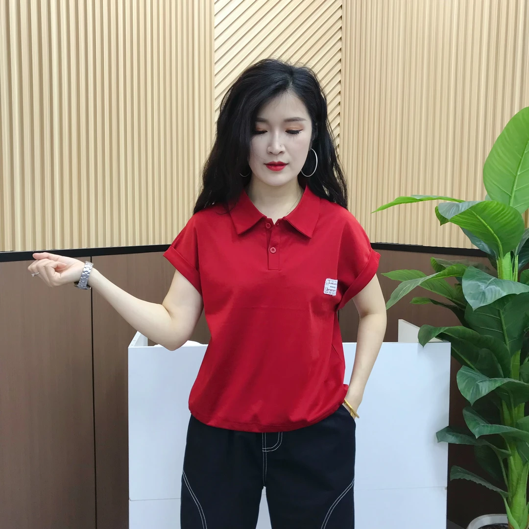 夏季新款女装T恤短袖刺绣宽松显瘦设计感洋气体恤衫减龄款POLO衫