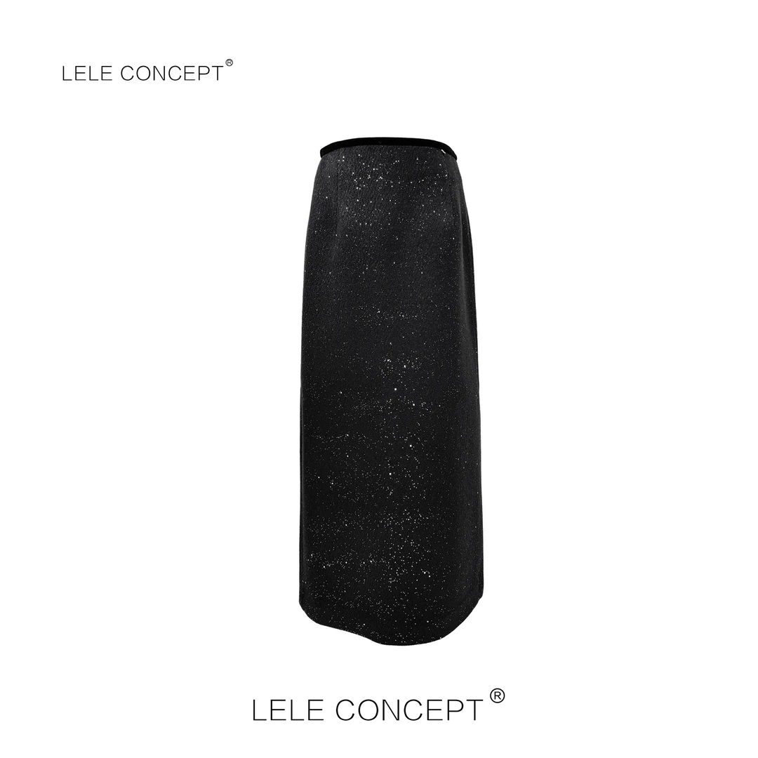 LELE CONCEPT丨都市气质优雅女人味闪金半身裙Q0450