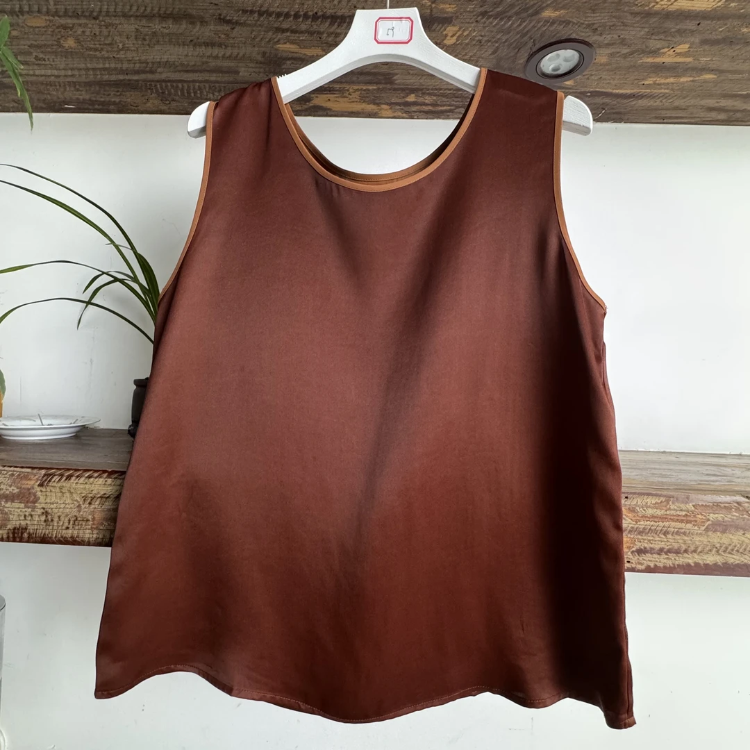 纯色老油皮背心时尚百搭老钱风新中式国风复古吊带