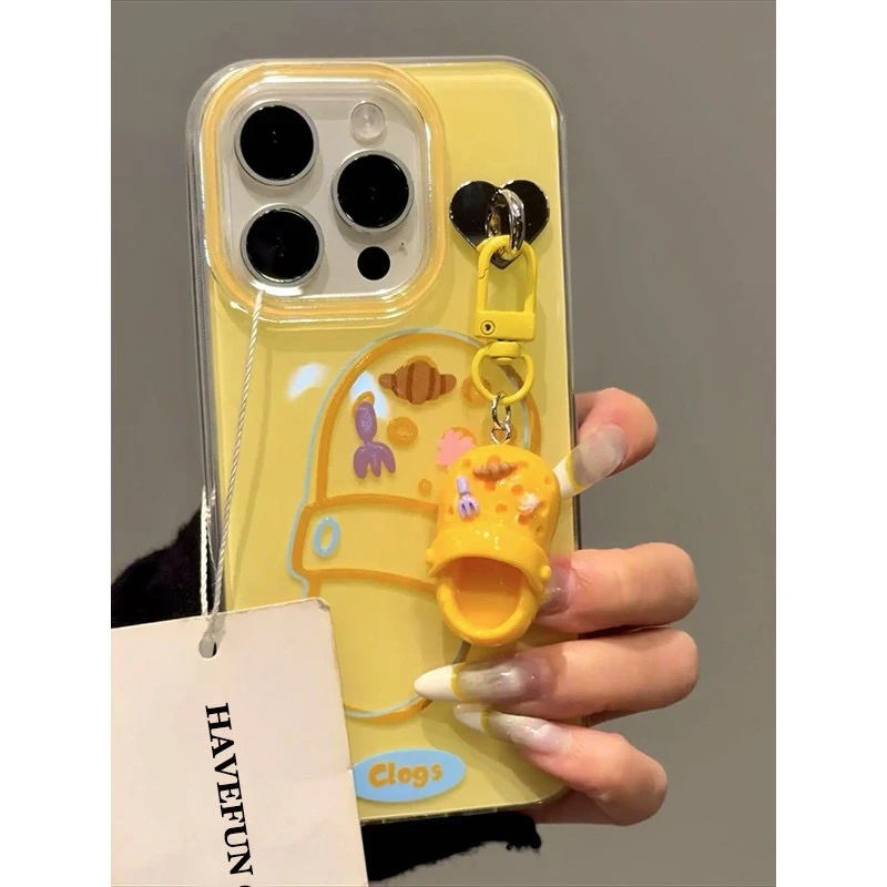夏日趣味洞洞鞋带挂坠适用16Promax手机壳13保护套1514情侣12/11