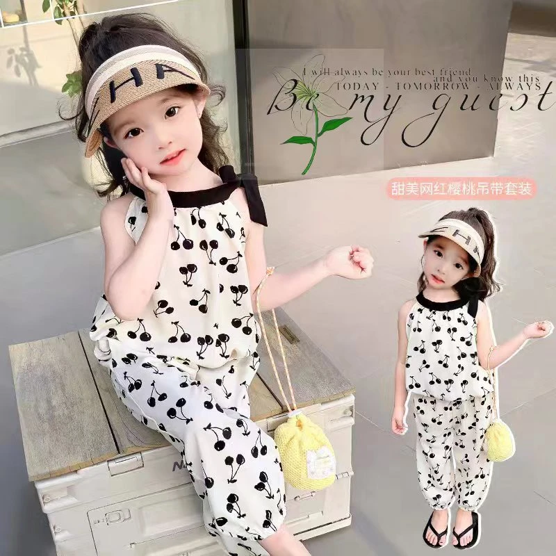 2025儿童吊带套装新款儿童夏季韩版可爱衣服宝宝洋气短裤两件套