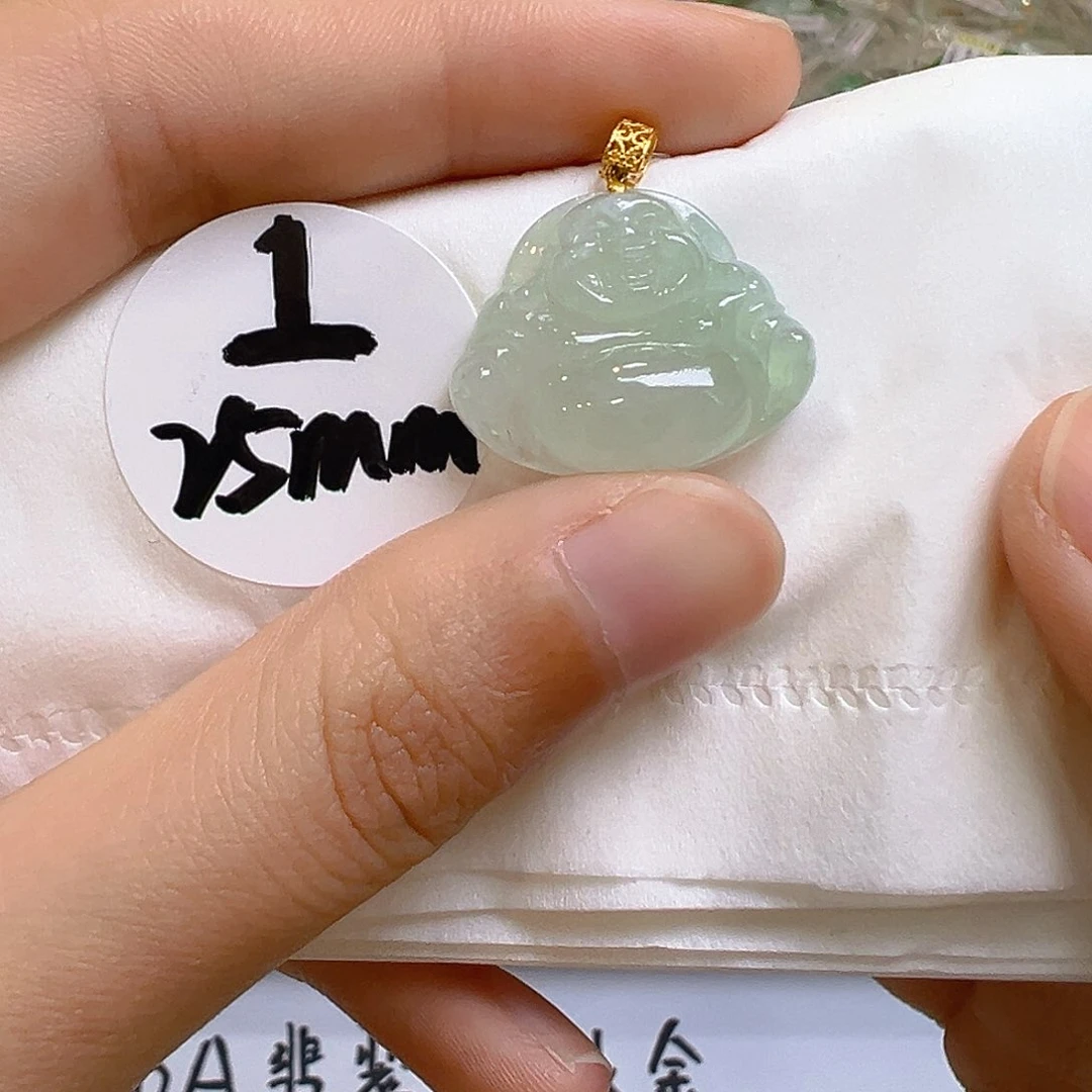 翡翠18K金镶嵌吊坠(不含链)翡翠