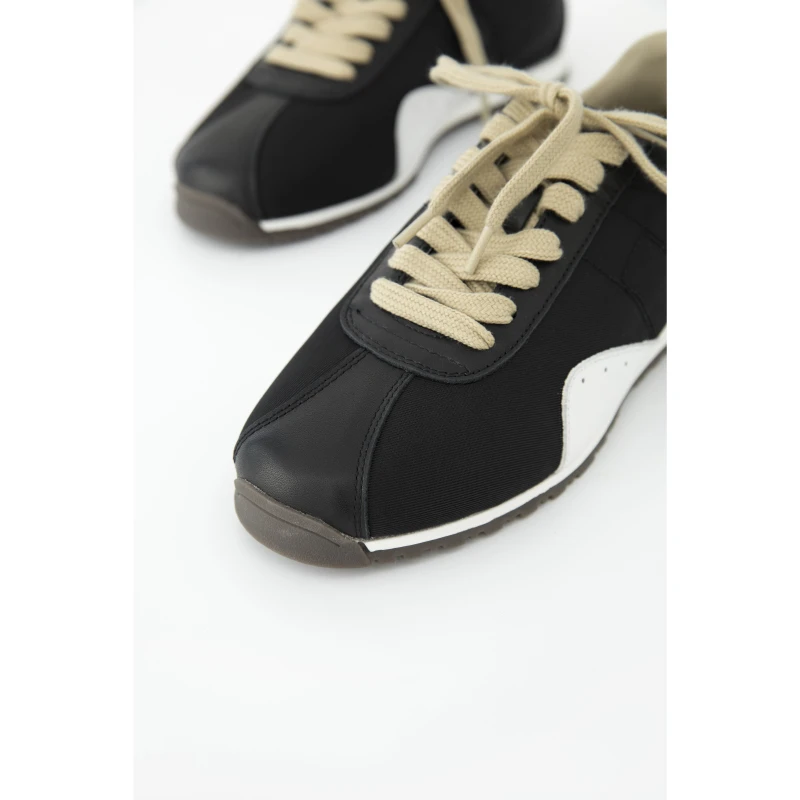 BAYBERYL老贝黑白熊猫MM德训拼皮25春时尚休闲鞋DD5C1904-3/25