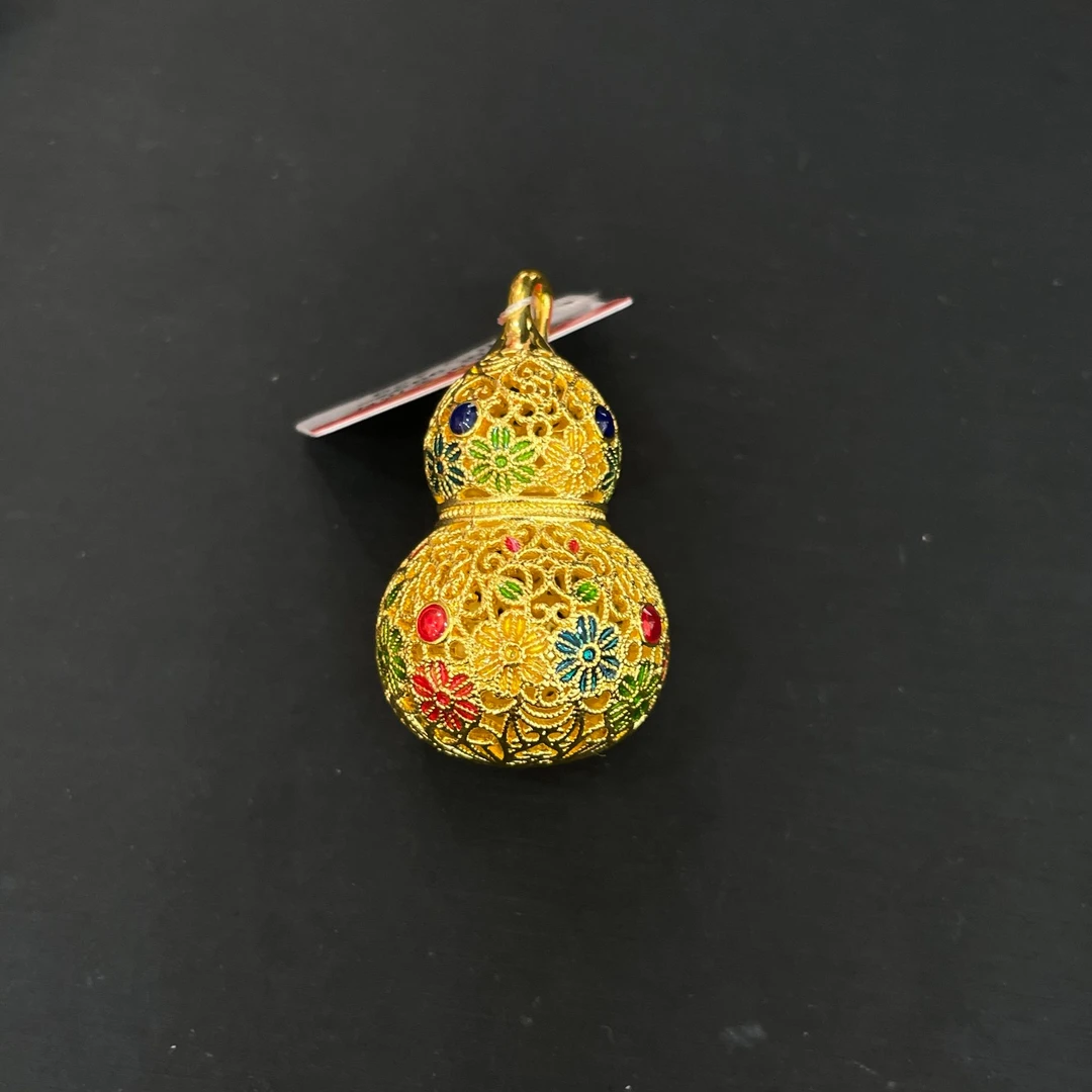 【金展珠宝】足金 珐琅花葫芦吊坠
