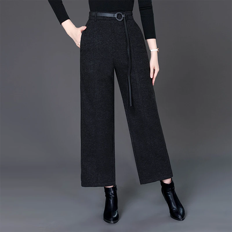 myx8005时尚毛呢阔腿裤2025秋季韩版气质垂感轻熟风女装休闲裤
