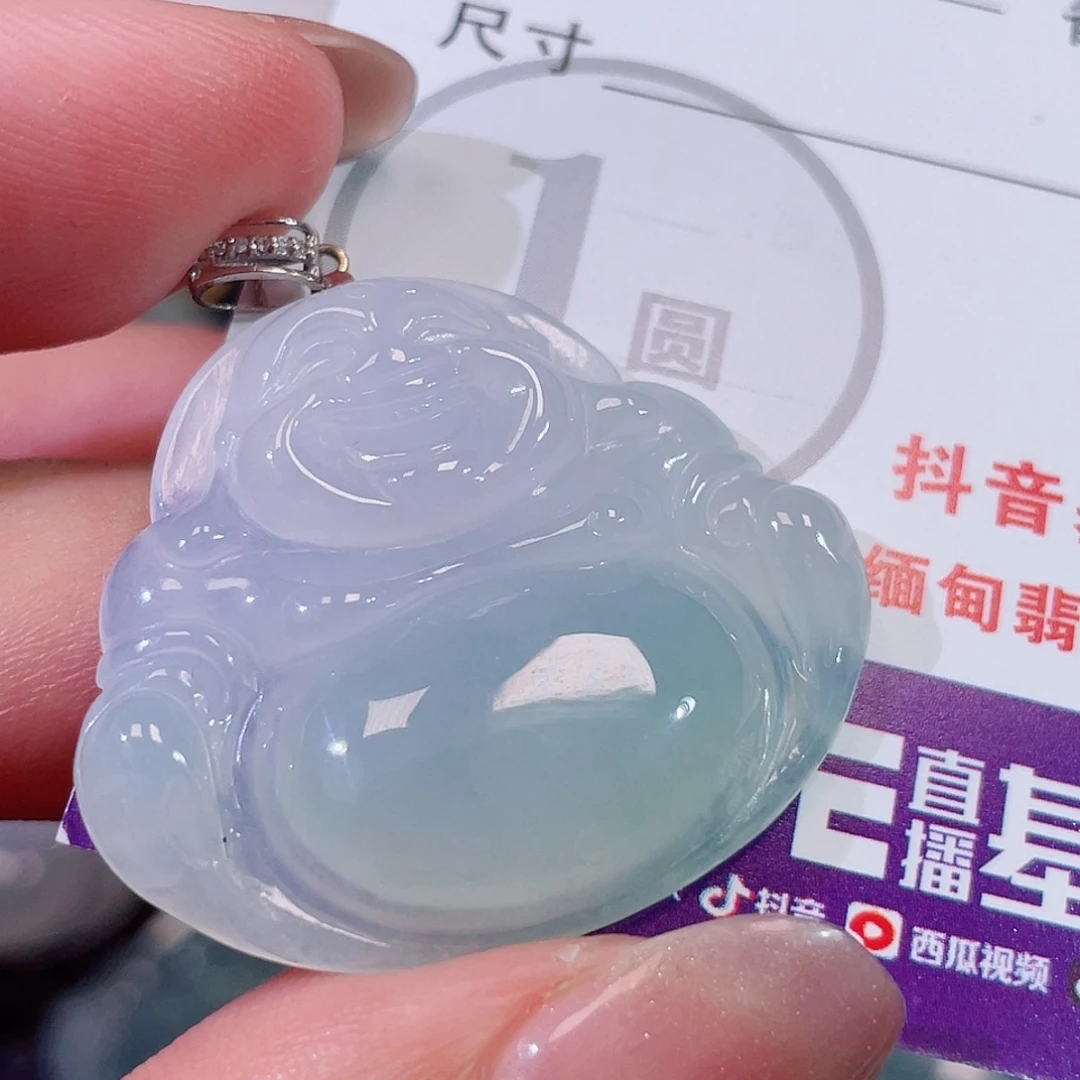 翡翠18K金镶嵌颈饰佛公