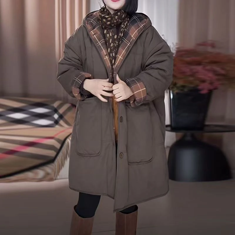 《过冬棉被款》韩版冬季棉衣棉服百搭连帽宽松加厚过冬防风中长款