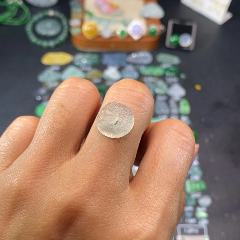 【闪购商品】翡翠挂件未镶嵌龙圈